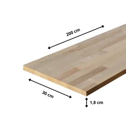 Wood&Sens Tablette Frêne bois massif, L.200 x l.30 cm, Ep.18 mm