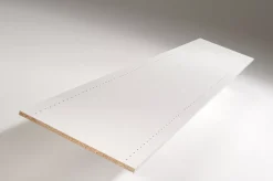 Tablette mélaminé blanc 2 champs pré-percée 250 x 50 cm, ép. 18mm
