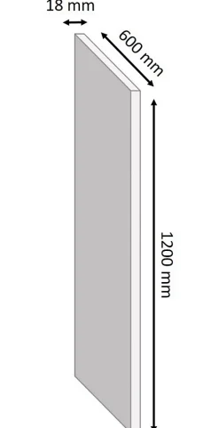 Tablette mélaminé blanc 60 x 120 cm, ép.1,8 cm