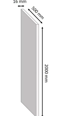 Tablette mélaminé blanc 50 x 200 cm, ép.1,6 cm