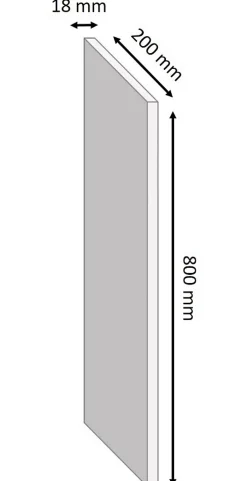 Tablette mélaminé blanc 20 x 80 cm, ép.1,8 cm