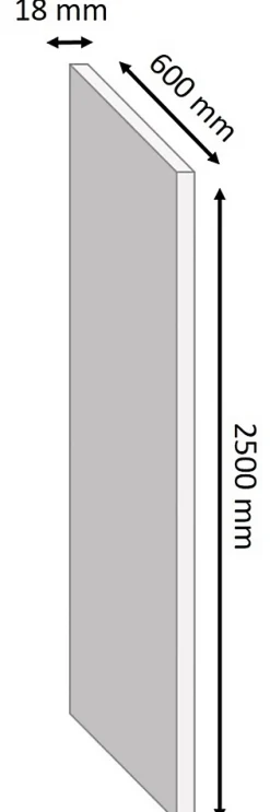 Tablette mélaminé blanc brillant - 250 x 60 cm, ép.18 mm (vendu à la tablette)- Outlet