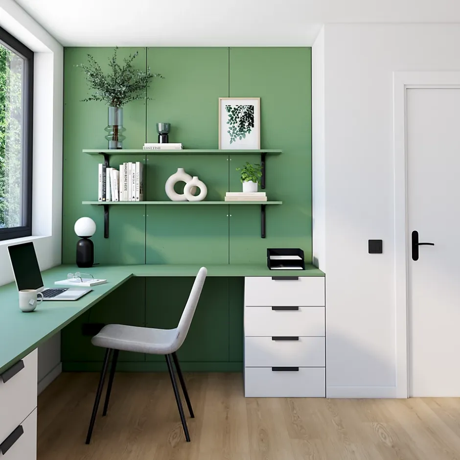 Tablette mélaminée Ninna couleur vert olive 250x50x1.8 Cm-