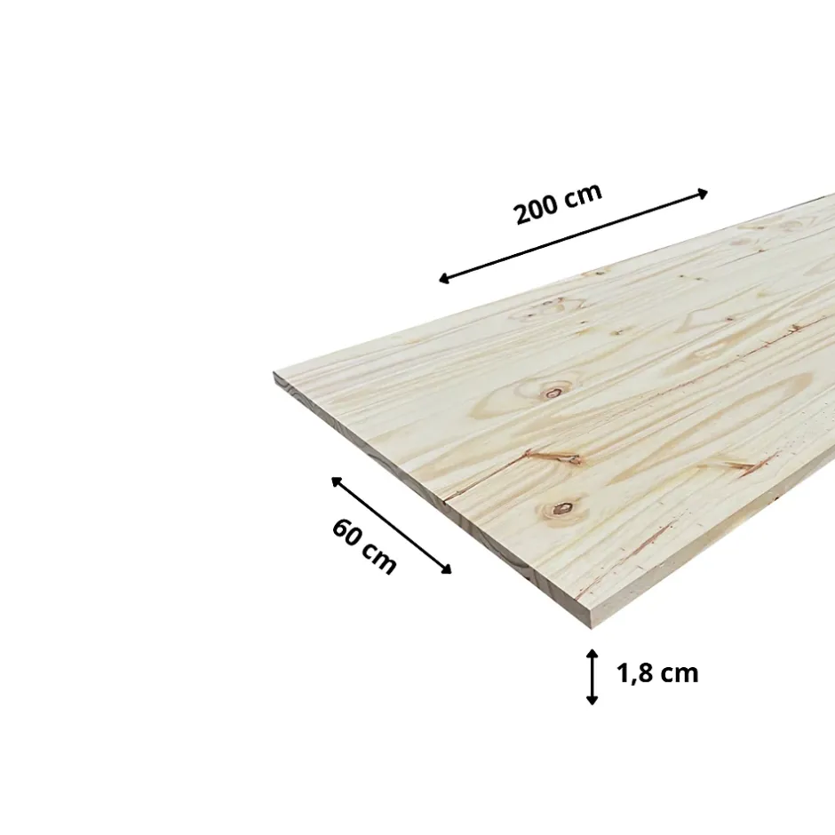 Wood&Sens Tablette Pin noueux, L.200 cm x l.60 cm, Ep.18 mm