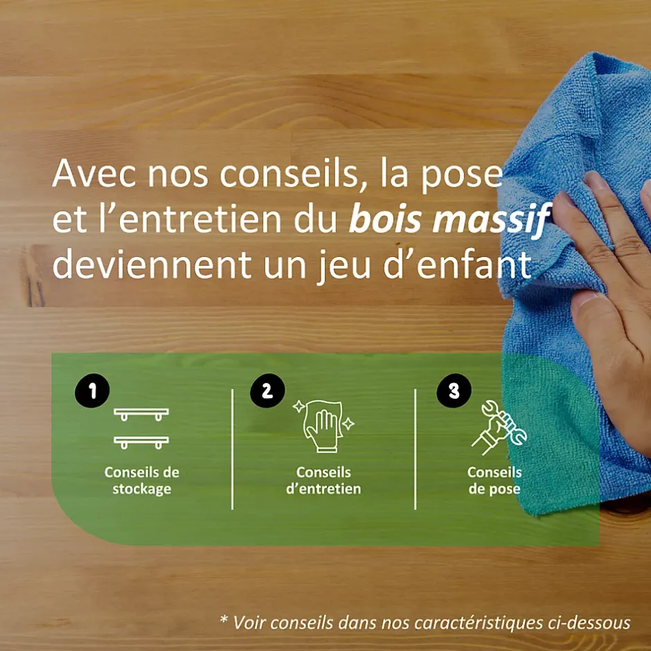 Tablette Pin Rustique bois massif, L.240 x l.50 cm x Ep.22 mm-Wood&Sens