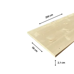 Wood&Sens Tablette Sapin bois massif, L.250 x l.50 cm, Ep.21 mm