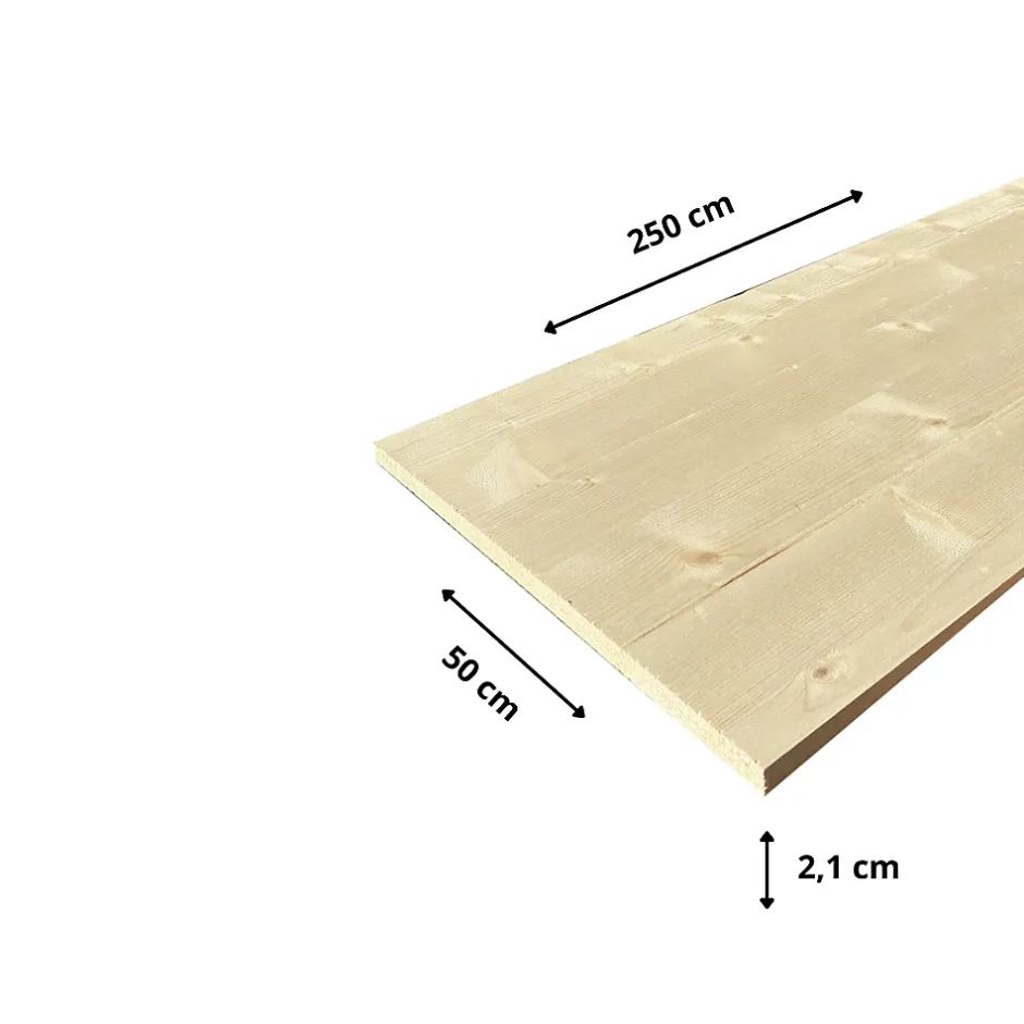 Wood&Sens Tablette Sapin bois massif, L.250 x l.50 cm, Ep.21 mm
