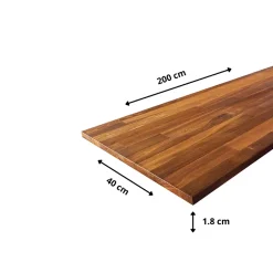 Tablette Teck huilé bois massif, L.200 x l.40 cm, Ep.18 mm-Wood&Sens Sale