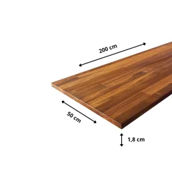Tablette Teck huilé bois massif, L.200 x l.50 cm, Ep.18 mm-Wood&Sens Hot