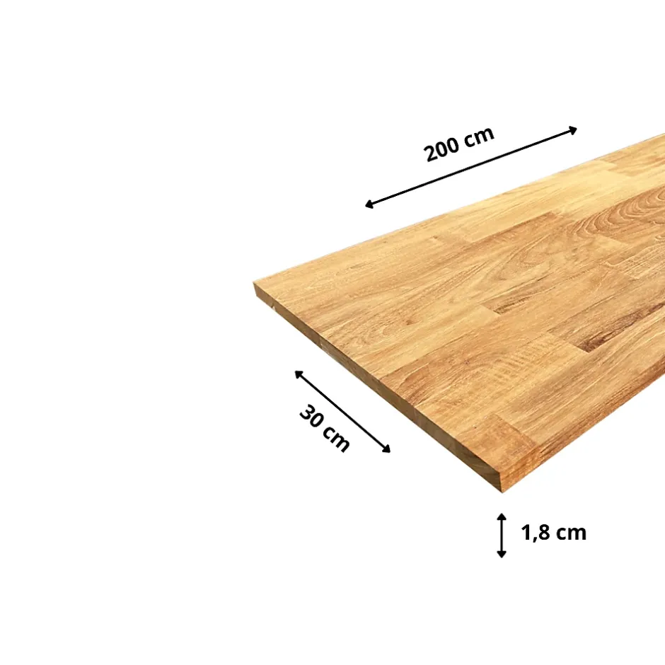 Wood&Sens Tablette Teck Massif Abouté, L.200 cm x l.30 cm, Ep.18 mm