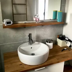 Wood&Sens Tablette Teck Massif Abouté, L.250 cm x l.60 cm, Ep.18 mm