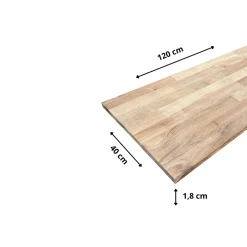Tablette Teck Massif Abouté, L.120 cm x l.40 cm, Ep.18 mm-Wood&Sens New