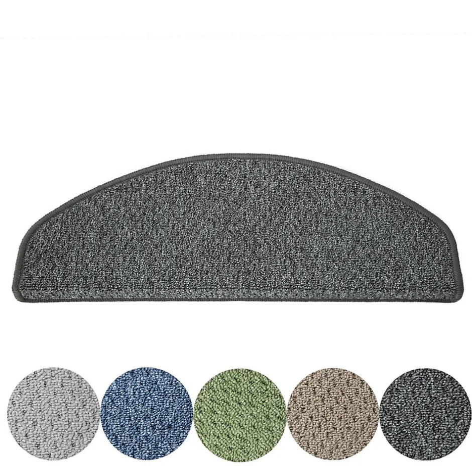 Floordirekt Tapis d'escalier Baleno Gris anthracite 23,5 x 65 cm Demi-circulaire -