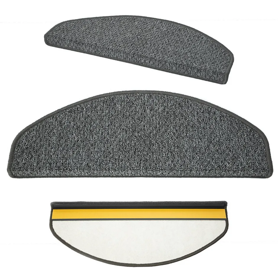 Floordirekt Tapis d'escalier Baleno Gris anthracite 23,5 x 65 cm Demi-circulaire -