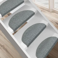 Floordirekt Tapis d'escalier Carlton Demi-circulaire Gris clair 23,5 x 65 cm -