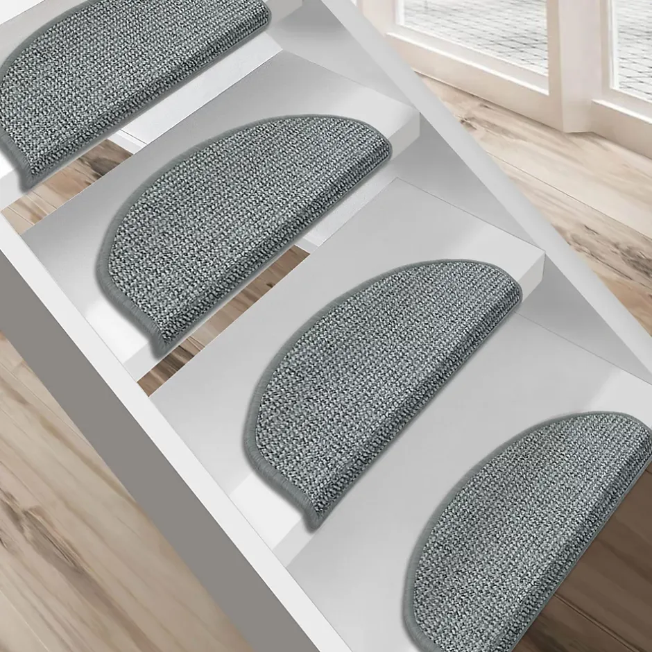 Floordirekt Tapis d'escalier Carlton Demi-circulaire Gris clair 23,5 x 65 cm -