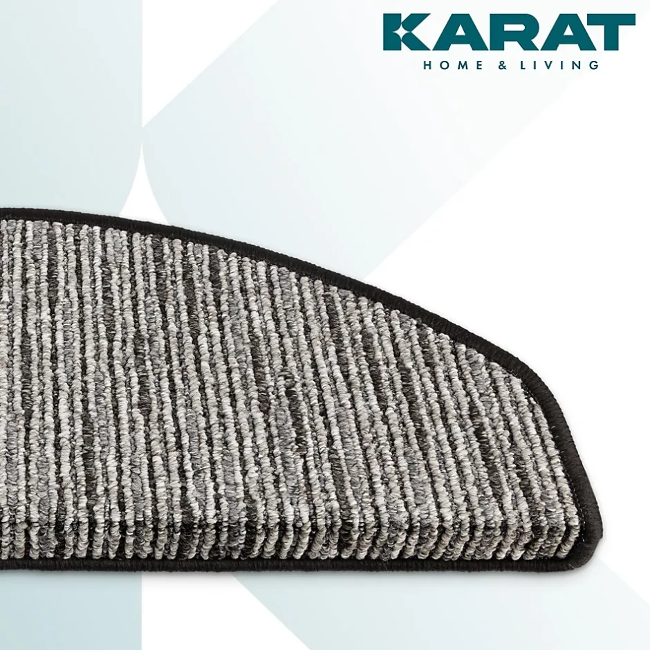 Floordirekt Tapis d'escalier Geneva Anthracite 23,5 X 65 cm Demi-rond