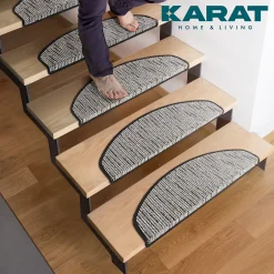 Floordirekt Tapis d'escalier Geneva Anthracite 23,5 X 65 cm Demi-rond