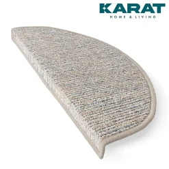 Floordirekt Tapis d'escalier Geneva Gris argenté 23,5 X 65 cm Demi-rond