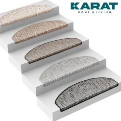 Floordirekt Tapis d'escalier Geneva Gris argenté 23,5 X 65 cm Demi-rond