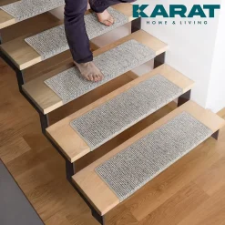 Tapis d'escalier Geneva Gris argenté 23,5 X 65 cm Rectangulaire-Floordirekt Sale