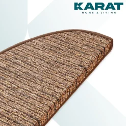 Floordirekt Tapis d'escalier Geneva Marron clair 23,5 X 65 cm Demi-rond