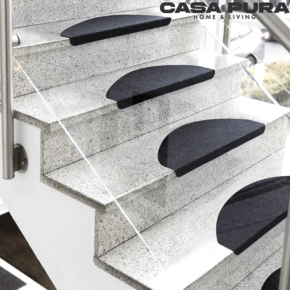 Floordirekt Tapis d'escalier Leipzig Installation adhésive Gris anthracite, 21 x 65 cm