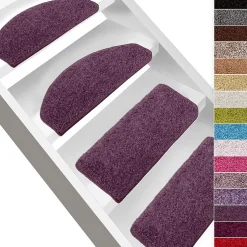 Tapis d'escalier Shaggy Barcelona Violet Demi-circulaire 23,5 x 65 cm-Floordirekt Hot