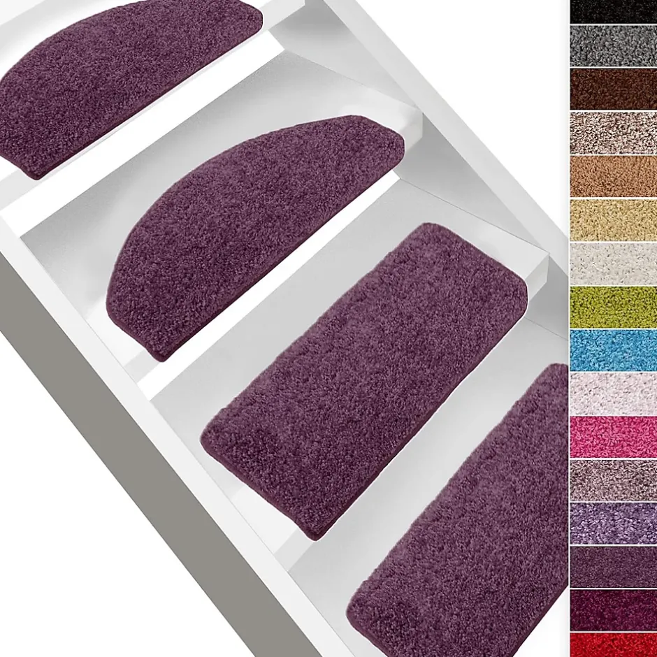 Tapis d'escalier Shaggy Barcelona Violet Demi-circulaire 23,5 x 65 cm-Floordirekt Hot