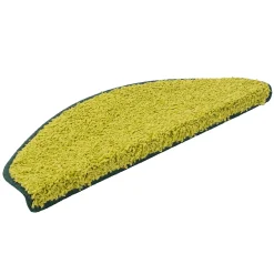 Floordirekt Tapis d'escalier Shaggy Barcelona Vert Demi-circulaire 23,5 x 65 cm