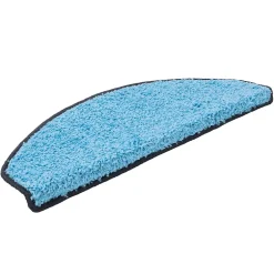 Floordirekt Tapis d'escalier Shaggy Barcelona Bleu clair Demi-circulaire 23,5 x 65 cm