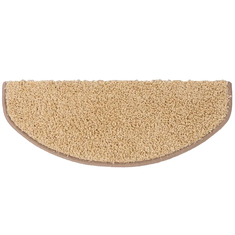 Tapis d'escalier Shaggy Barcelona Beige Demi-circulaire 23,5 x 65 cm-Floordirekt Hot