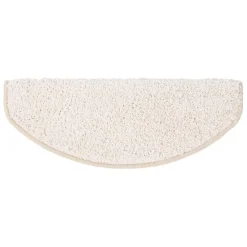 Floordirekt Tapis d'escalier Shaggy Barcelona Crème Demi-circulaire 23,5 x 65 cm