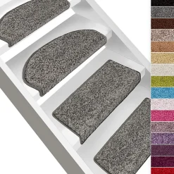 Floordirekt Tapis d'escalier Shaggy Barcelona Gris Rectangulaire 23,5 x 65 cm