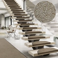 Floordirekt Tapis d'escalier Sinfonie Marron clair Demi-circulaire -