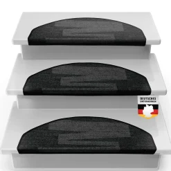 Tapis d'escalier Via Veneto Noir Demi-circulaire --Floordirekt Best