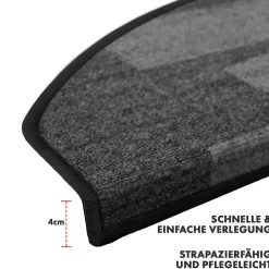 Tapis d'escalier Via Veneto Noir Demi-circulaire --Floordirekt Best