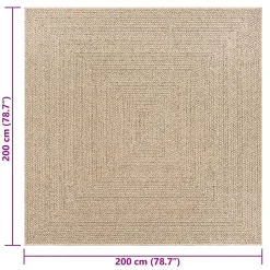 Tapis ZIZUR 200x200 cm aspect de jute intérieur et extérieur-Vidaxl Clearance