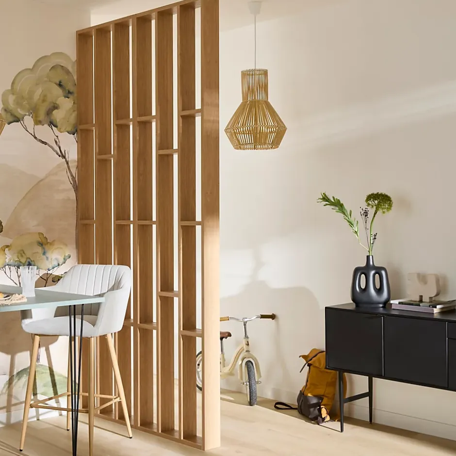 Tasseau Claustra étagères MDF revêtu papier imprimé chêne L.60 x H.250 cm-Foge New