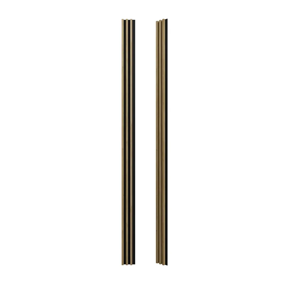 Tasseau décoratif lambris lamelles Linea Slim MDF noir et chêne 15 x 265 cm, ép. 30mm-Stegu Discount