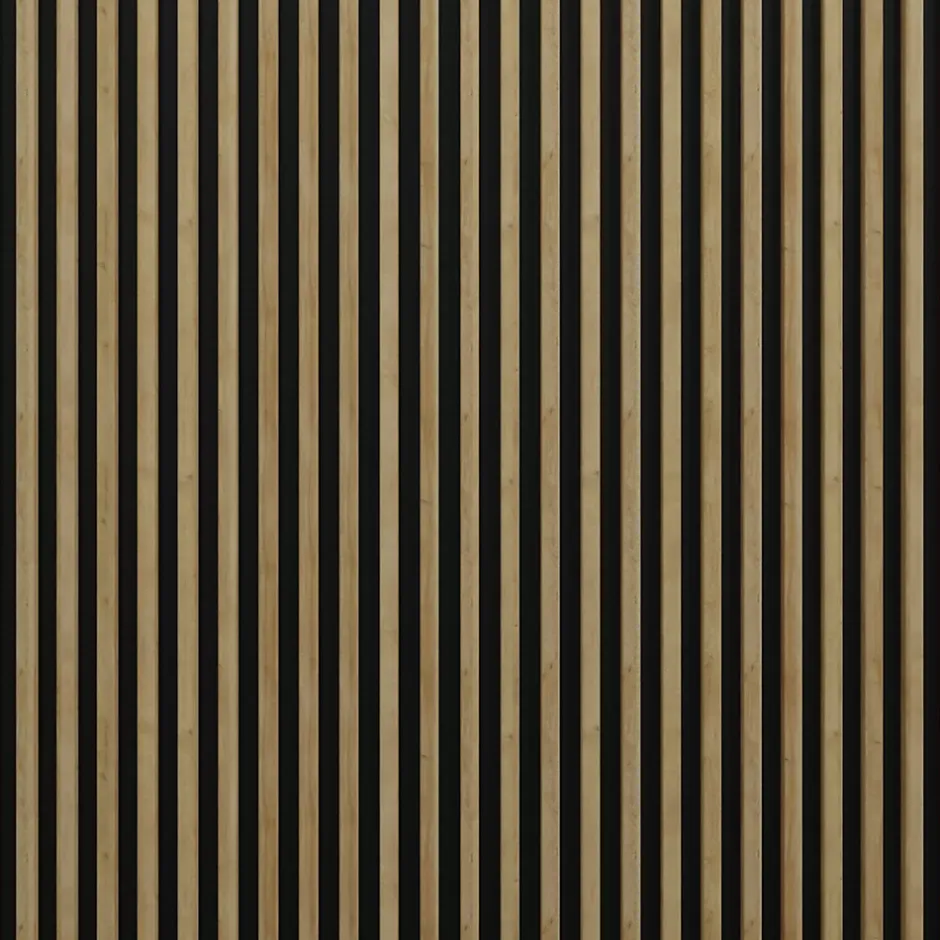 Tasseau décoratif lambris lamelles Linea Slim MDF noir et chêne 15 x 265 cm, ép. 30mm-Stegu Discount