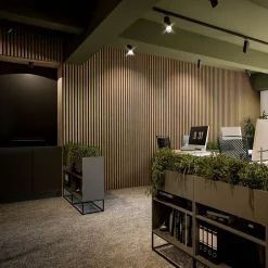 Tasseau décoratif lambris lamelles Linea Slim MDF noir et chêne 15 x 265 cm, ép. 30mm-Stegu Discount