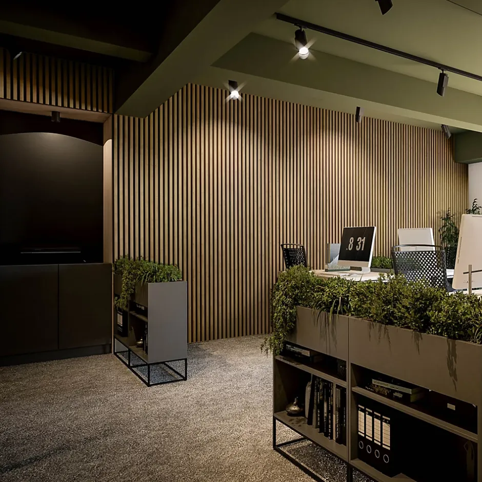 Tasseau décoratif lambris lamelles Linea Slim MDF noir et chêne 15 x 265 cm, ép. 30mm-Stegu Discount