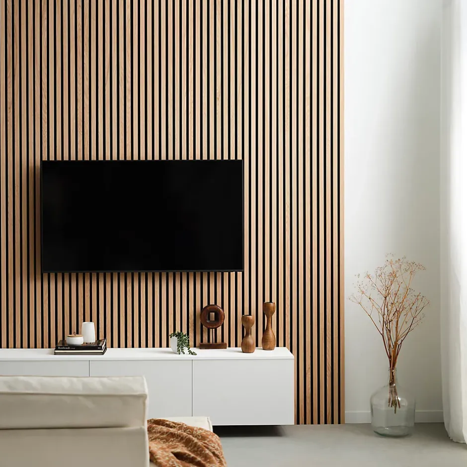 Tasseau décoratif lambris lamelles bois coloris naturel l.250 x l.30 x ep.1 cm- Outlet