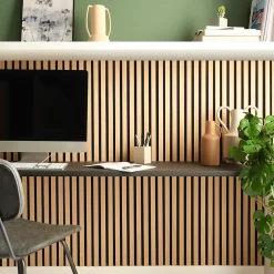 Tasseau décoratif lamelles en bois sur feutrine 30 x 60 cm (vendu à l'unité)