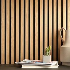 Tasseau décoratif lamelles en bois sur feutrine 30 x 60 cm (vendu à l'unité)