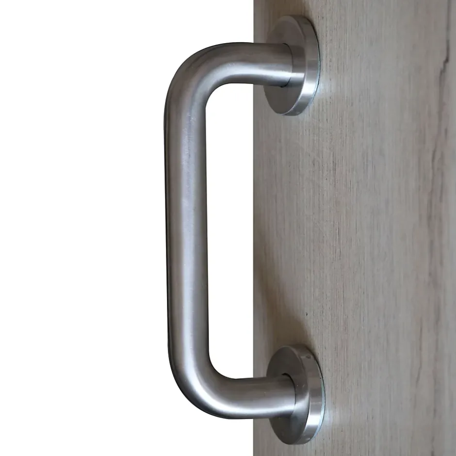 GoodHome Tirant de porte Golvin acier gris L.22 x H. 24,6 cm