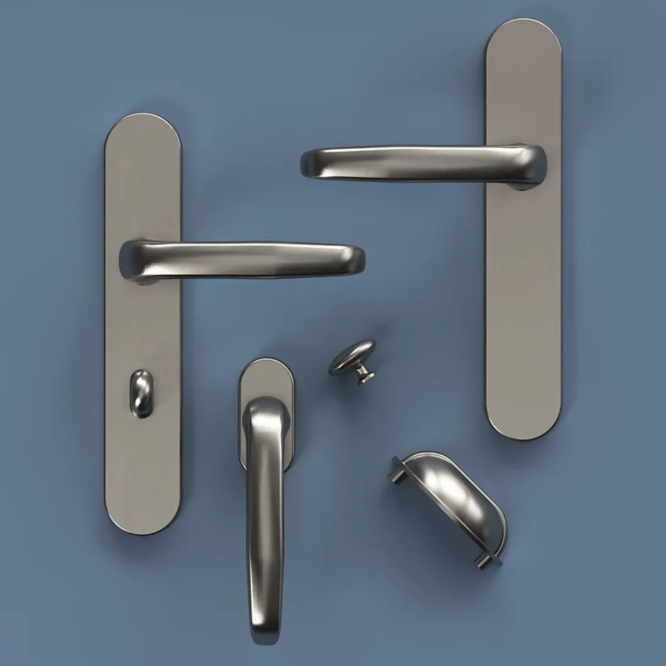 GoodHome Tirant de porte Golvin acier gris L.22 x H. 24,6 cm