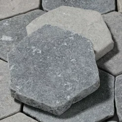 Ro'Ma Nature Tomette hexagonale Pierre d'Egypte Grise 14x14x2 cm - Intérieur et Extérieur (lot de 1 m²) -