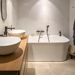 Ligerio Travertin pierre naturelle mur/sol premier choix clair PREMIUM format Opus Romain Ep. 1,2cm - Vendu en lot de 0.74m²